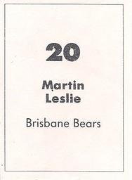 1990 Select AFL Stickers #20 Martin Leslie Back